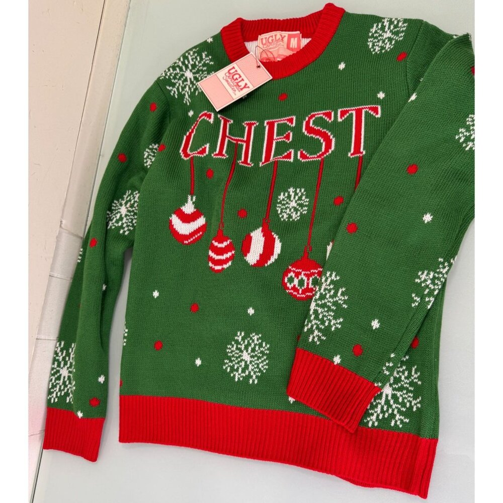 Ugly Christmas Party Sweater Pullover Women's Medium M  " Chest an Open Fire "